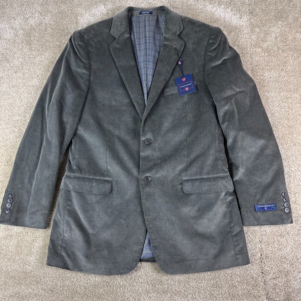 NWT Saddlebred Corduroy 40L Long Gray 100% Cotton 2 Button $125 NEW